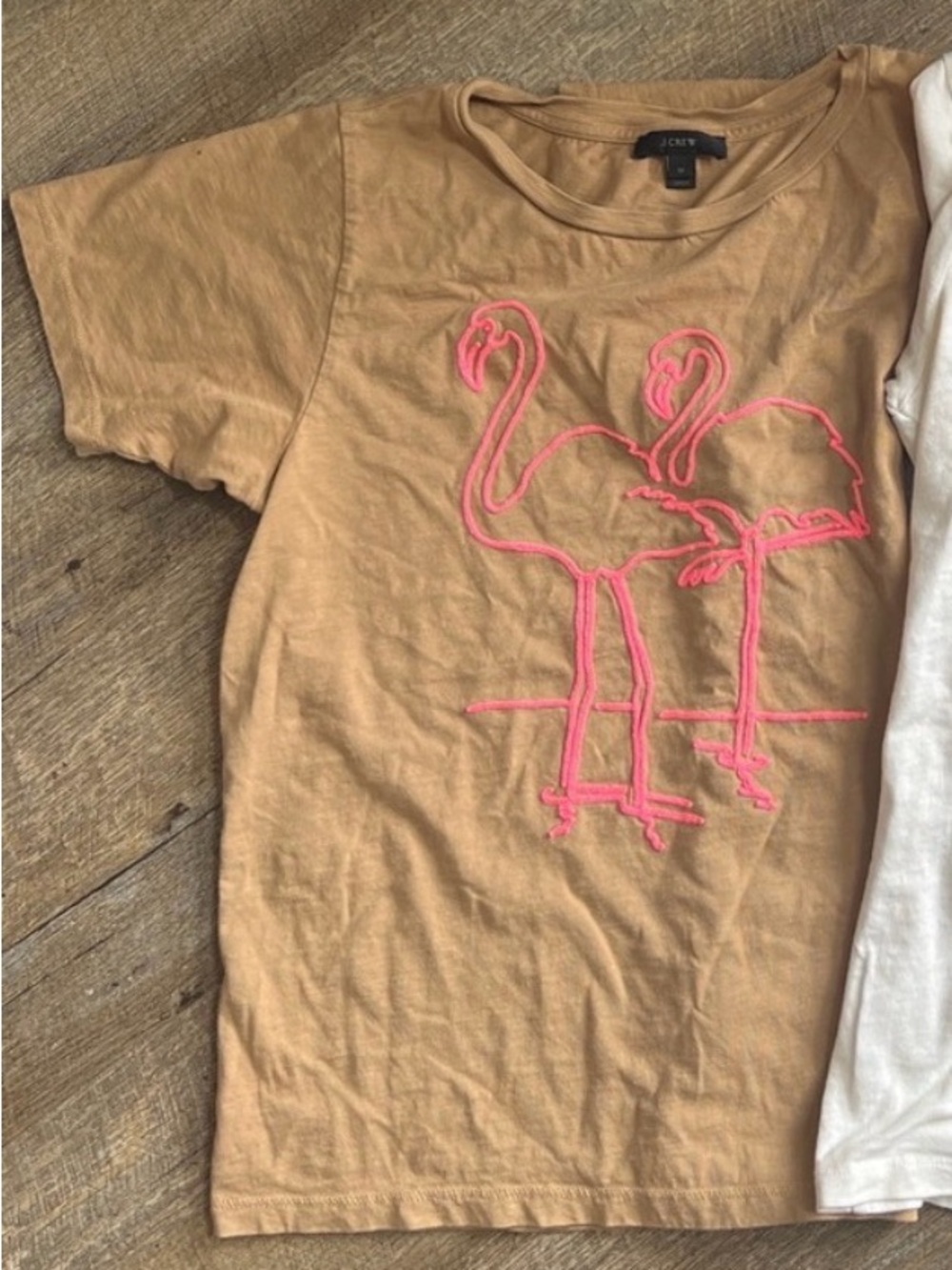 J. Crew Embroidered Flamingo Graphic Tee